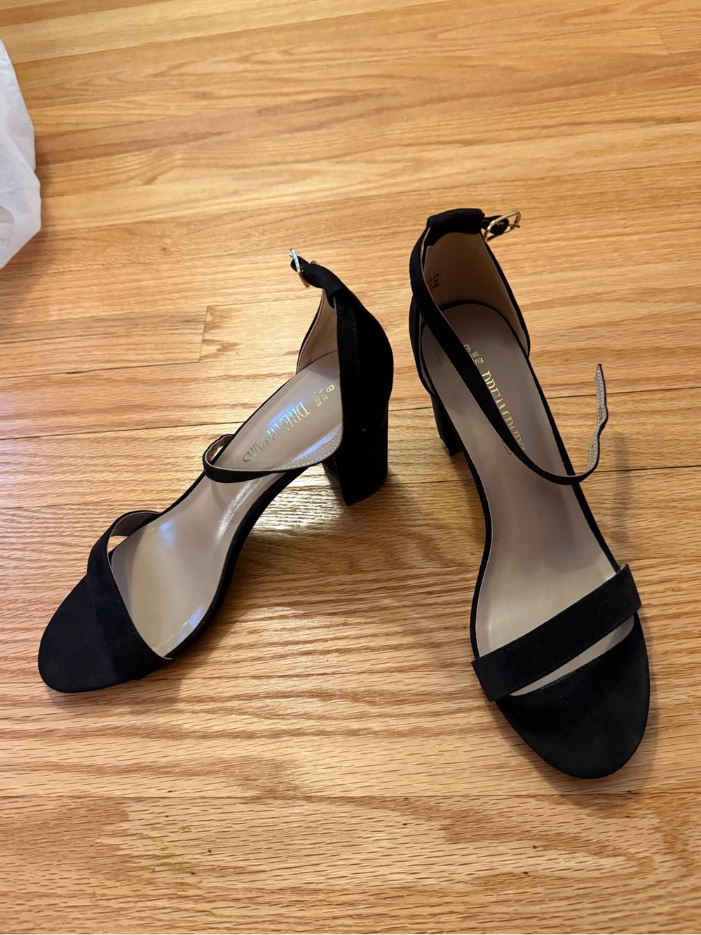Block Heel Ankle-Strap Sandals - Black
